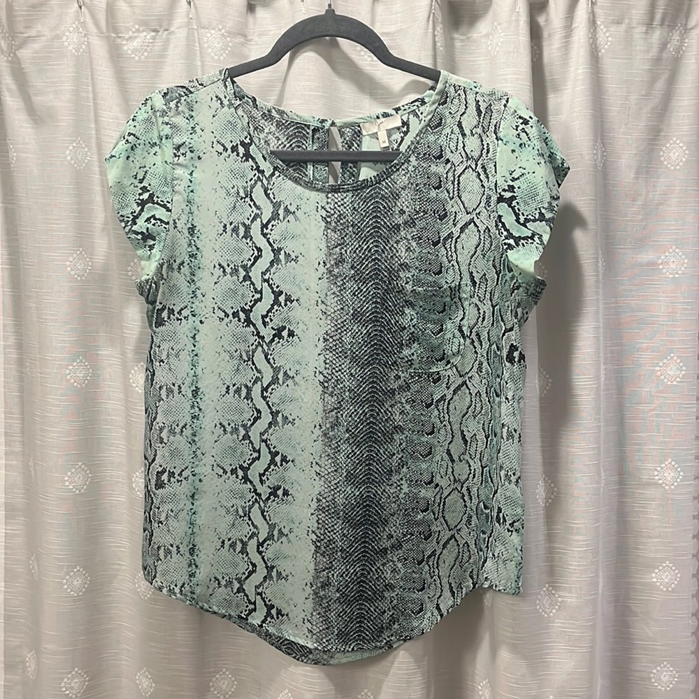 Joie silk snake print shirt mint green sz M